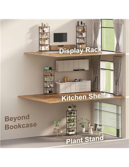 HOMCOM 5-Tier Bookshelf, Industrial Bookcase with Metal Frame - Rustic Brown and Black