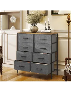 HOMCOM Fabric Chest of Drawers, Industrial Bedroom Dresser with 8 Fabric Drawers, Steel Frame and Wooden Top for Nursery, Living 2