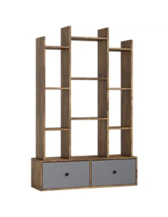 HOMCOM 12 Shelf Storage Unit, with Drawers - Brown