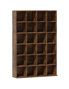 HOMCOM CD Storage Unit with Adjustable Shelves, 89 x 130.5 cm, Rustic Brown