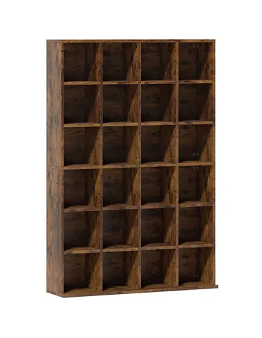 HOMCOM CD Storage Unit with Adjustable Shelves, 89 x 130.5 cm, Rustic Brown
