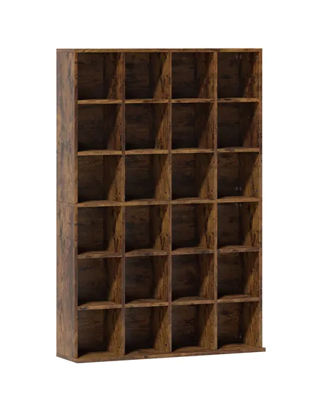 HOMCOM CD Storage Unit with Adjustable Shelves, 89 x 130.5 cm, Rustic Brown
