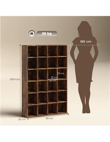 HOMCOM CD Storage Unit with Adjustable Shelves, 89 x 130.5 cm, Rustic Brown