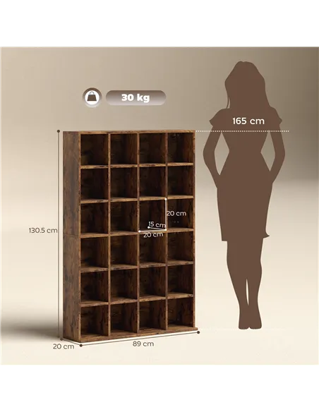 HOMCOM CD Storage Unit with Adjustable Shelves, 89 x 130.5 cm, Rustic Brown