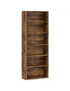 HOMCOM Six Shelf Bookcase - Rustic Brown