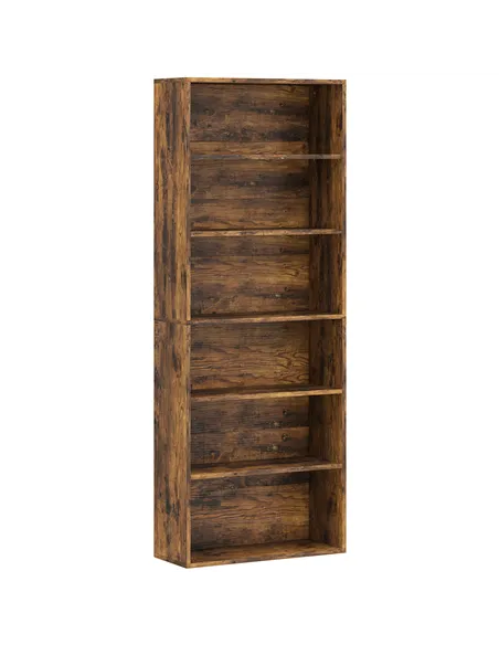 HOMCOM Six Shelf Bookcase - Rustic Brown