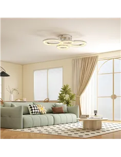 HOMCOM LED Ceiling Light, Modern 4 Rings Ceiling Lamp with Wall Switch Control, 40W 4350lm Flush Mount Ceiling Light with 3500K/ 2