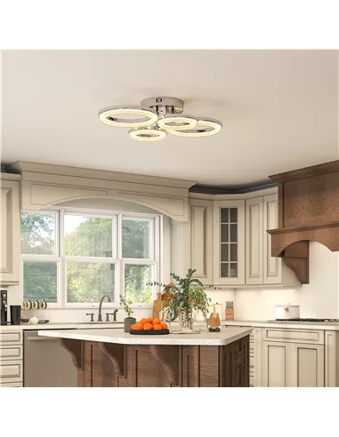 HOMCOM LED Ceiling Light, Modern 4 Rings Ceiling Lamp with Wall Switch Control, 40W 4350lm Flush Mount Ceiling Light with 3500K/