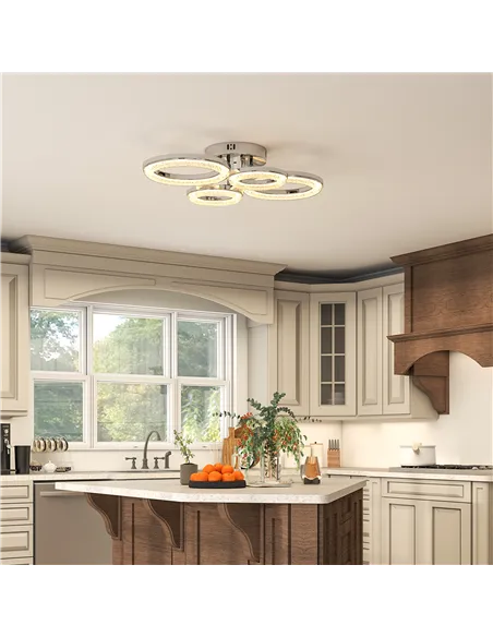 HOMCOM LED Ceiling Light, Modern 4 Rings Ceiling Lamp with Wall Switch Control, 40W 4350lm Flush Mount Ceiling Light with 3500K/