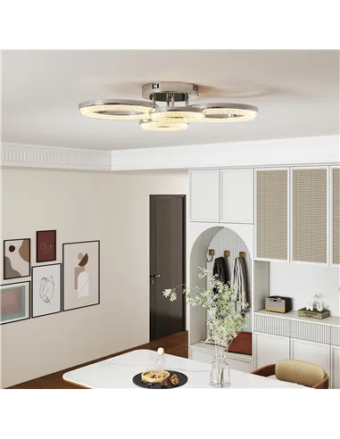 HOMCOM LED Ceiling Light, Modern 4 Rings Ceiling Lamp with Wall Switch Control, 40W 4350lm Flush Mount Ceiling Light with 3500K/
