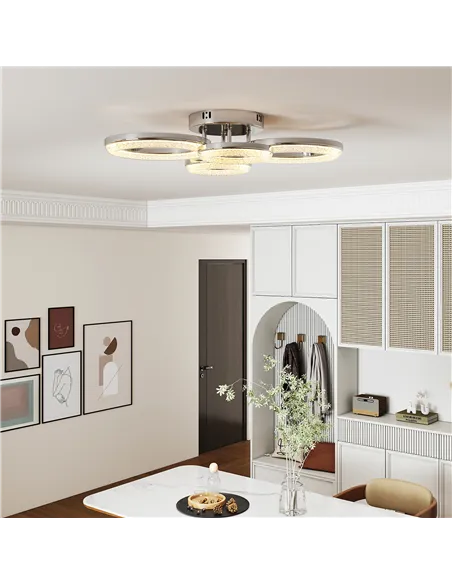 HOMCOM LED Ceiling Light, Modern 4 Rings Ceiling Lamp with Wall Switch Control, 40W 4350lm Flush Mount Ceiling Light with 3500K/