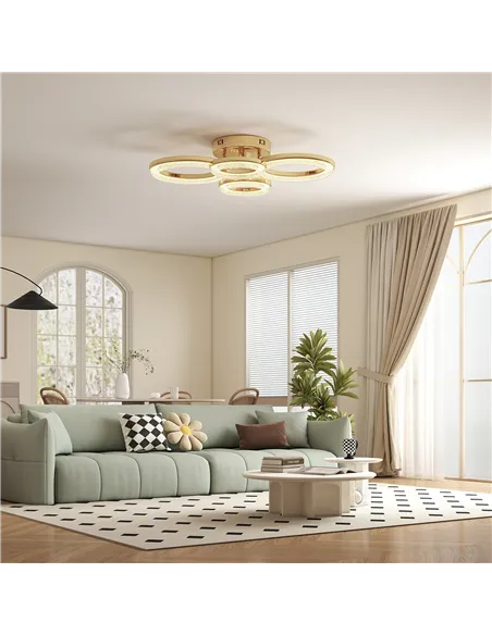 HOMCOM LED Ceiling Light, Modern 4 Rings Ceiling Lamp with Wall Switch Control, 40W 4350lm Flush Mount Ceiling Light with 3500K/