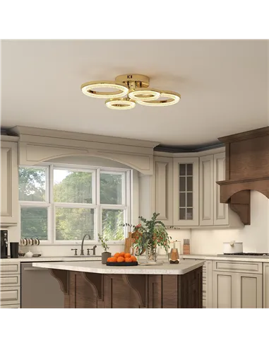 HOMCOM LED Ceiling Light, Modern 4 Rings Ceiling Lamp with Wall Switch Control, 40W 4350lm Flush Mount Ceiling Light with 3500K/