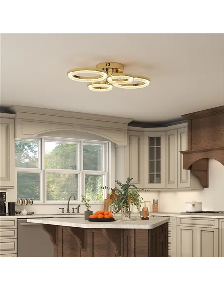 HOMCOM LED Ceiling Light, Modern 4 Rings Ceiling Lamp with Wall Switch Control, 40W 4350lm Flush Mount Ceiling Light with 3500K/