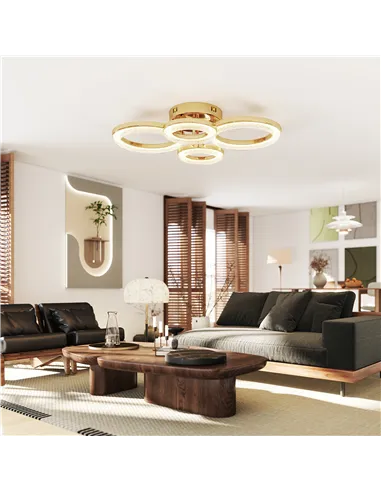 HOMCOM LED Ceiling Light, Modern 4 Rings Ceiling Lamp with Wall Switch Control, 40W 4350lm Flush Mount Ceiling Light with 3500K/