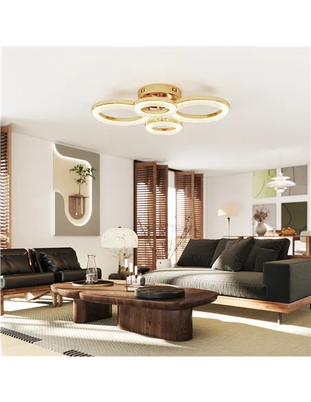 HOMCOM LED Ceiling Light, Modern 4 Rings Ceiling Lamp with Wall Switch Control, 40W 4350lm Flush Mount Ceiling Light with 3500K/