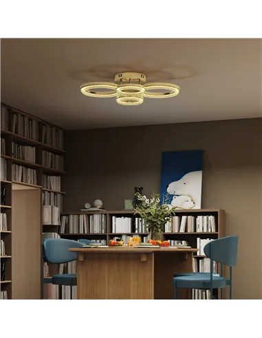 HOMCOM LED Ceiling Light, Modern 4 Rings Ceiling Lamp with Wall Switch Control, 40W 4350lm Flush Mount Ceiling Light with 3500K/