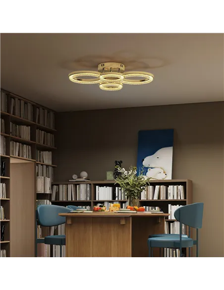 HOMCOM LED Ceiling Light, Modern 4 Rings Ceiling Lamp with Wall Switch Control, 40W 4350lm Flush Mount Ceiling Light with 3500K/