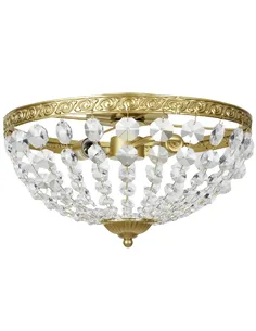 HOMCOM Crystal Chandelier Ceiling Light with 168 Octagonal Beads, Vintage 2-Light Flush Mount Ceiling Light for Living Room, Bed
