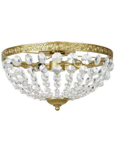 HOMCOM Crystal Chandelier Ceiling Light with 168 Octagonal Beads, Vintage 2-Light Flush Mount Ceiling Light for Living Room, Bed