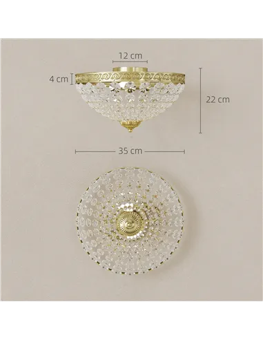 HOMCOM Crystal Chandelier Ceiling Light with 168 Octagonal Beads, Vintage 2-Light Flush Mount Ceiling Light for Living Room, Bed