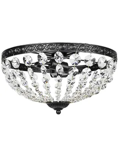 HOMCOM Crystal Chandelier Ceiling Light with 168 Octagonal Beads, Vintage 2-Light Flush Mount Ceiling Light for Living Room, Bed