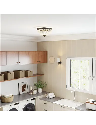 HOMCOM Crystal Chandelier Ceiling Light with 168 Octagonal Beads, Vintage 2-Light Flush Mount Ceiling Light for Living Room, Bed