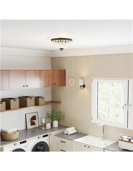 HOMCOM Crystal Chandelier Ceiling Light with 168 Octagonal Beads, Vintage 2-Light Flush Mount Ceiling Light for Living Room, Bed