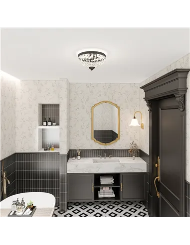 HOMCOM Crystal Chandelier Ceiling Light with 168 Octagonal Beads, Vintage 2-Light Flush Mount Ceiling Light for Living Room, Bed