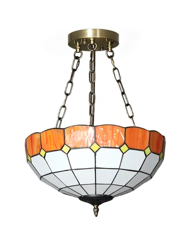 HOMCOM Tiffany Style Ceiling Light, Vintage Chandelier with 3 E27 Sockets, Semi Flush Mount for Living Room, Bulbs Not Included