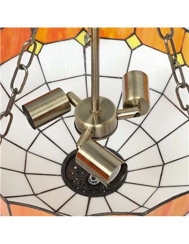 HOMCOM Tiffany Style Ceiling Light, Vintage Chandelier with 3 E27 Sockets, Semi Flush Mount for Living Room, Bulbs Not Included