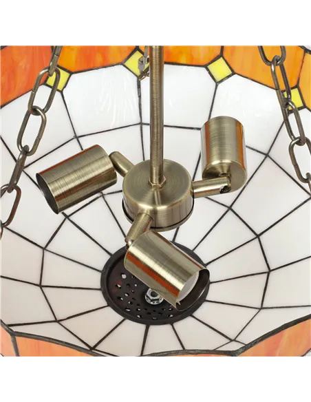 HOMCOM Tiffany Style Ceiling Light, Vintage Chandelier with 3 E27 Sockets, Semi Flush Mount for Living Room, Bulbs Not Included