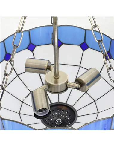 HOMCOM Tiffany Style Ceiling Light, Vintage Chandelier with 3 E27 Sockets, Semi Flush Mount for Living Room, Bulbs Not Included