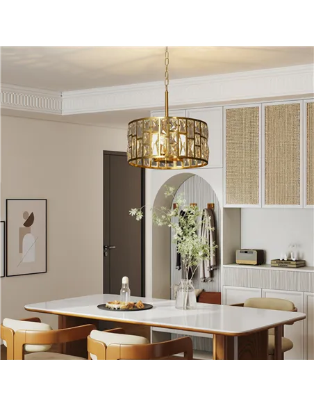 HOMCOM 72 Glass Crystallite Chandelier - Gold-Tone