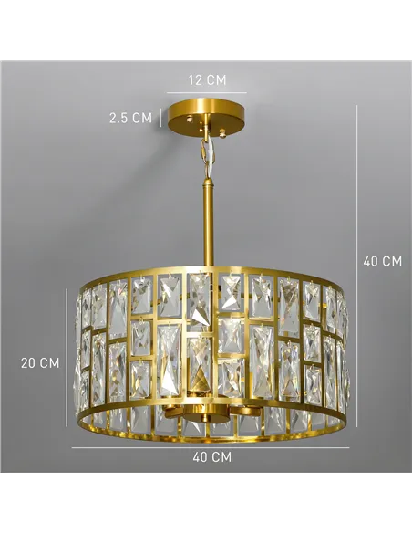 HOMCOM 72 Glass Crystallite Chandelier - Gold-Tone