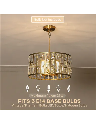 HOMCOM 72 Glass Crystallite Chandelier - Gold-Tone