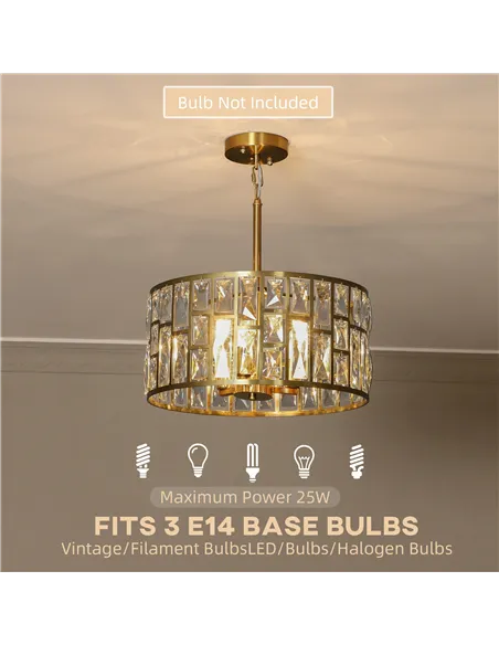 HOMCOM 72 Glass Crystallite Chandelier - Gold-Tone