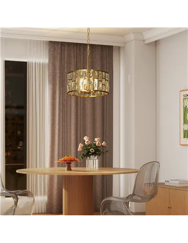 HOMCOM 72 Glass Crystallite Chandelier - Gold-Tone