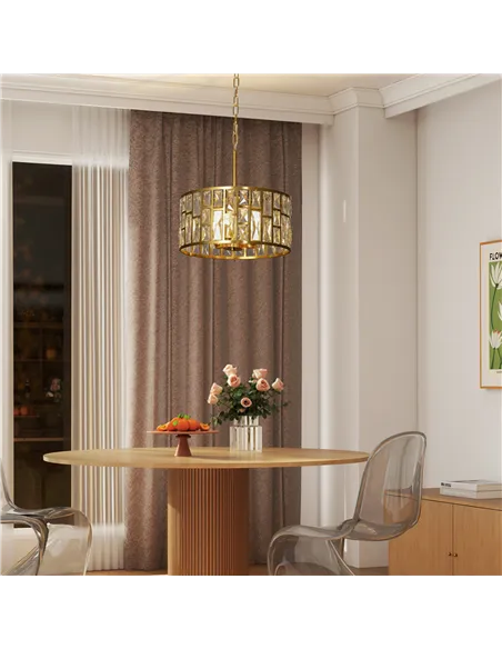 HOMCOM 72 Glass Crystallite Chandelier - Gold-Tone