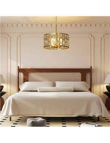 HOMCOM 72 Glass Crystallite Chandelier - Gold-Tone