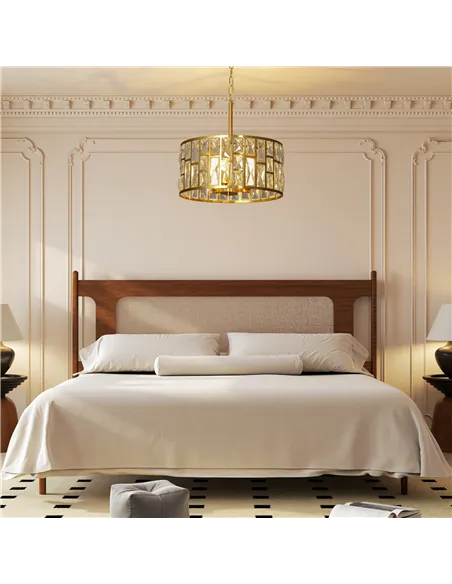 HOMCOM 72 Glass Crystallite Chandelier - Gold-Tone