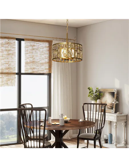 HOMCOM 72 Glass Crystallite Chandelier - Gold-Tone