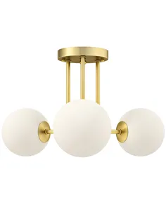 HOMCOM LED Ceiling Light with Globe Shades, Modern 3-Light Ceiling Light with G9 Sockets for Living Room, Bedroom, Dining Room, 
