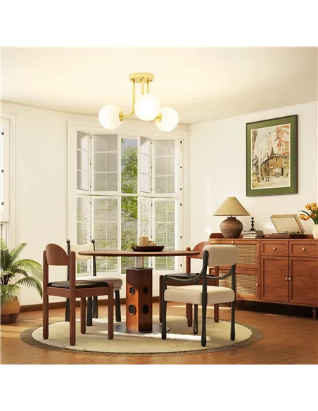 HOMCOM LED Ceiling Light with Globe Shades, Modern 3-Light Ceiling Light with G9 Sockets for Living Room, Bedroom, Dining Room, 