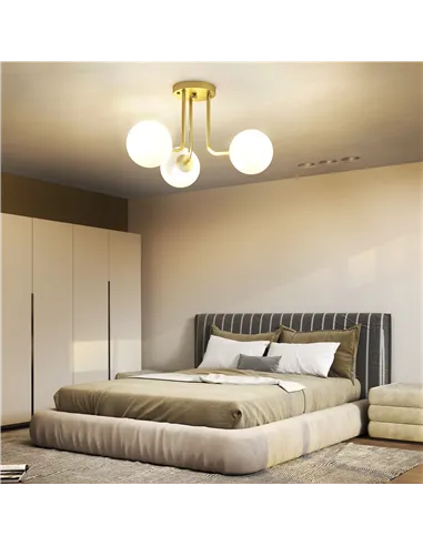 HOMCOM LED Ceiling Light with Globe Shades, Modern 3-Light Ceiling Light with G9 Sockets for Living Room, Bedroom, Dining Room, 
