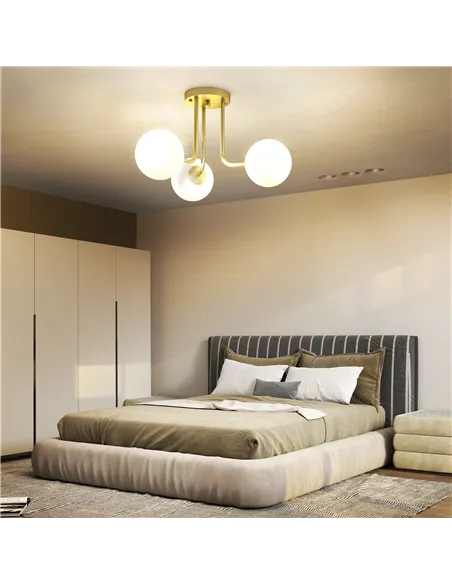 HOMCOM LED Ceiling Light with Globe Shades, Modern 3-Light Ceiling Light with G9 Sockets for Living Room, Bedroom, Dining Room, 