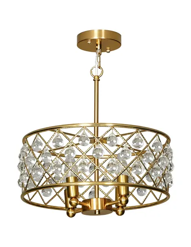 HOMCOM 51 Crystallite Four-Bulb Chandelier - Gold-Tone