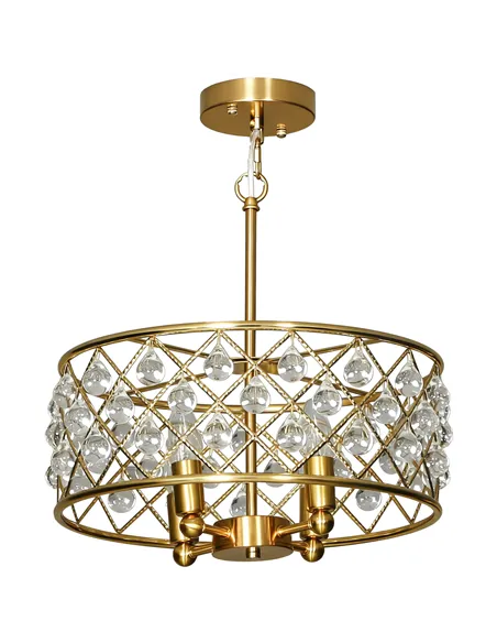 HOMCOM 51 Crystallite Four-Bulb Chandelier - Gold-Tone