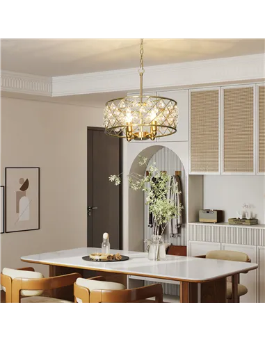 HOMCOM 51 Crystallite Four-Bulb Chandelier - Gold-Tone