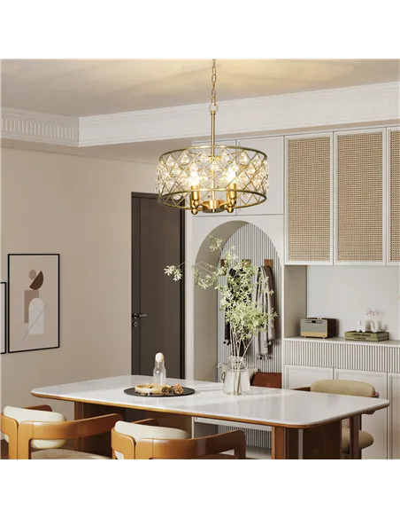 HOMCOM 51 Crystallite Four-Bulb Chandelier - Gold-Tone